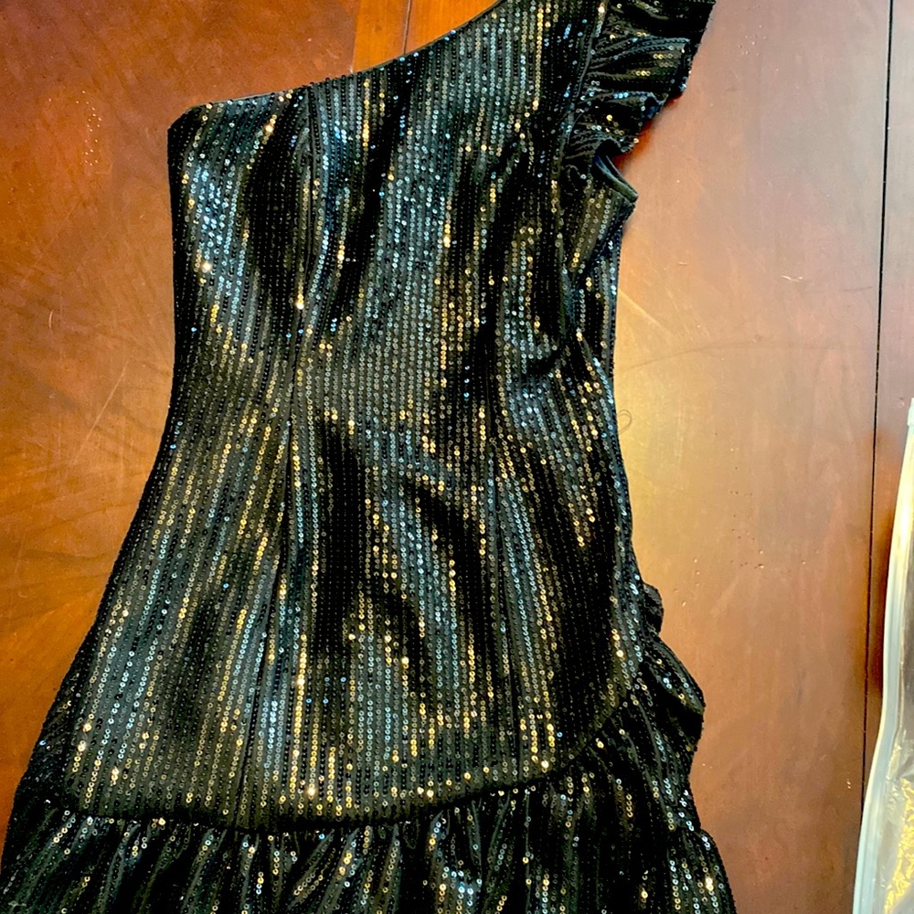 Black sequin cocktail dress